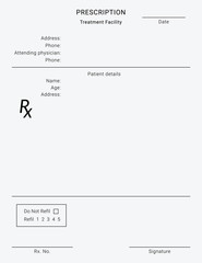 Rx pad template. Medical regular prescription form. © o_a
