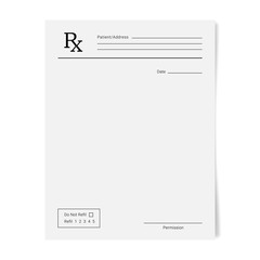 Rx pad template. Medical regular prescription form. - obrazy, fototapety, plakaty