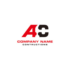 Initial AC constructions logo with hammer used negative space style vector