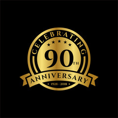 Fototapeta premium 90 th Anniversary celebrations emblems vector , anniversary template design for web, game ,Creative poster, booklet, leaflet, flyer, magazine, invitation card and other us