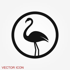 Flamingo icon, minimalistic vector illustration, symbol of bird