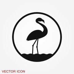 Flamingo icon, minimalistic vector illustration, symbol of bird