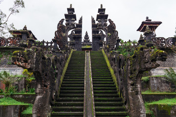 Balinese temple. The architecture of the island of Bali. Exterior and details.