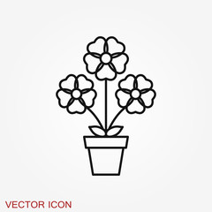 Flowerpot icon, vectorized plants in a pot, flower symbol