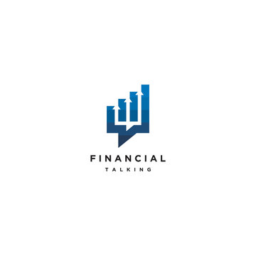 Financial growth talk logo vector, market growth talk logo template