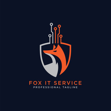 fox technology logo template