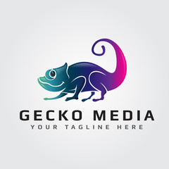 gecko media logo template vector