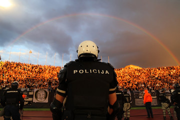 Male police officers at football match