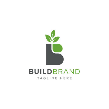 Build growth marketing logo, build brand logo vector, Letter BB with leaf logo
