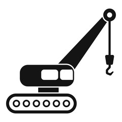 Excavator crane icon. Simple illustration of excavator crane vector icon for web design isolated on white background