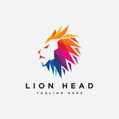 Colorful Lion head logo vector, Polygonal lion logo template, Colorful Creative Lion Head Logotype icon symbol Design Illustration