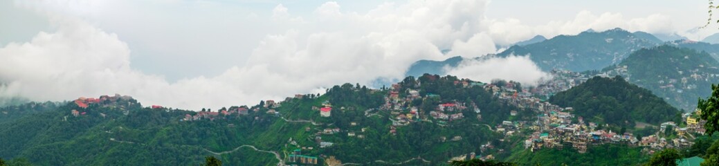 A panoramic view of the Mussoorie cityscape from Landour, Uttarakhand, India © Sondipon