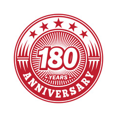 180 years logo. One hundred and eighty years anniversary celebration logo design. Vector and illustration.