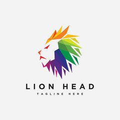 Colorful Lion head logo vector, Polygonal lion logo template, Colorful Creative Lion Head Logotype icon symbol Design Illustration