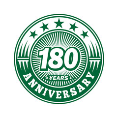 180 years logo. One hundred and eighty years anniversary celebration logo design. Vector and illustration.