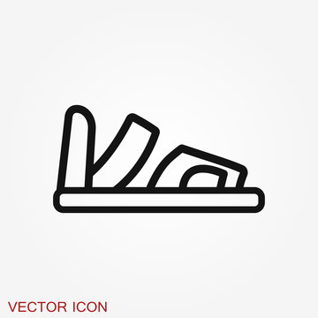 Greek sandal icon. Vector black and white vector icon.