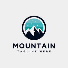 Mountain logo design inspiration, Mountain illustration, outdoor adventure . Vector graphic print for t shirt and other uses. - Vector