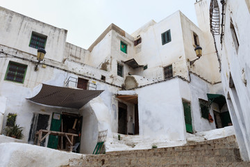 View of the typical old residential buildings of Tetouan (Northern Morocco) in historical center of the city.