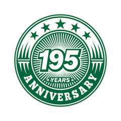 195 years logo. One hundred and ninety-five years anniversary celebration logo design. Vector and illustration.