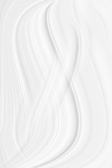 White background with waves and bends in an abstract cosmic form, circles and stains. Gray texture with gradients in 3 d volume, template for beautiful screensavers.