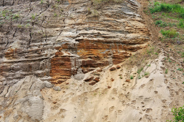 Texture of the clay-sand bluff wall.