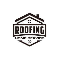 Vintage roofing or home service logo design inspiration - vector