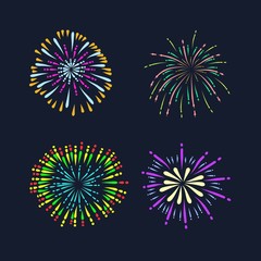 Colorful Fireworks Set, Happy New Year