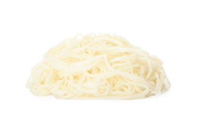 Tasty homemade fermented cabbage isolated on white