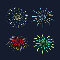 Colorful Fireworks Set, Happy New Year