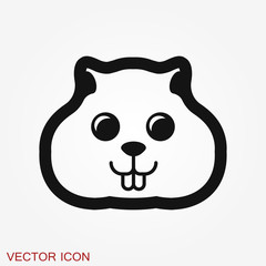 Hamster icon in flat style on background, animal symbol