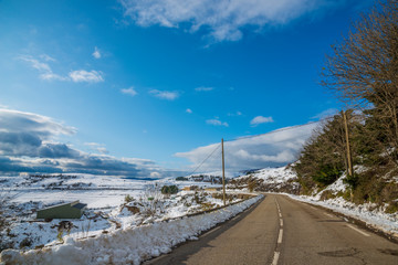 route dans paysage hivernal
