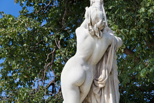 Marble sculpture Cassandra under the protection of Pallas (1877) by Aime Millet (1819-1891) in the Tuileries Park. Paris, France.