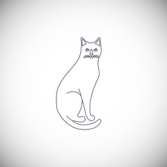 Cute character line style of cat. Icon of bombay breed for different design. 