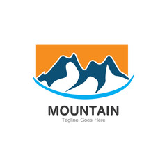 Mountain logo template, outdoor design vector illustration icon