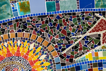Detail of a beautiful abstract ceramic mosaic decoration
