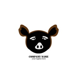 Modern Simple Pig Logo Animal Vector Symbol