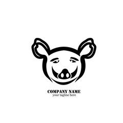 Modern Simple Pig Logo Animal Vector Symbol