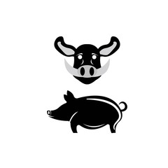 Modern Simple Pig Logo Animal Vector Symbol