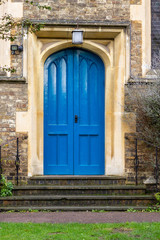 Fototapeta na wymiar Blue wooden church door