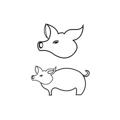 Modern Simple Pig Logo Animal Vector Symbol