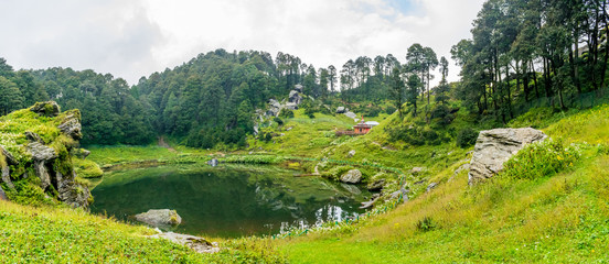 A panoramic view of the Serolsar Lake, Jalori Pass, Himachal Pradesh, India