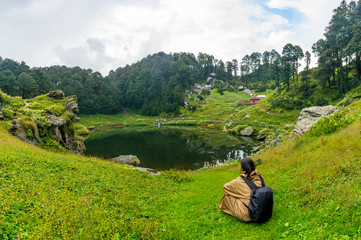 A panoramic view of the Serolsar Lake, Jalori Pass, Himachal Pradesh, India