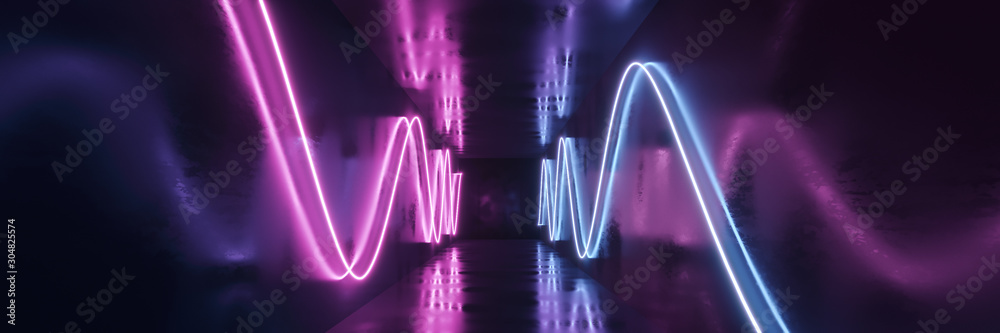 Fototapete abstract 3d rendering futuristic dots and lines. computer geometric digital connection structure. fu