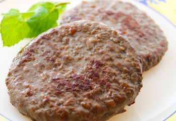 mince beef meatballs in the plate close up view