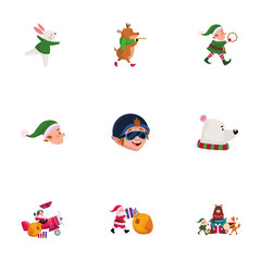 Obraz na płótnie Canvas Merry christmas icon set vector design
