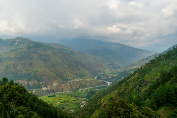 Fototapeta na wymiar Mountain ranges, Jalori Pass, Tirthan Valley, Himachal Pradesh, India