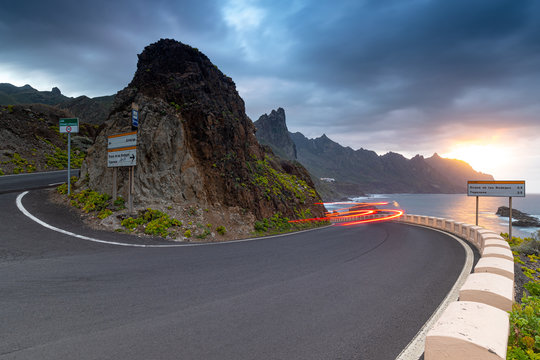 Scenic road at Ocean coast of Almaciga, Tenerife, Europe