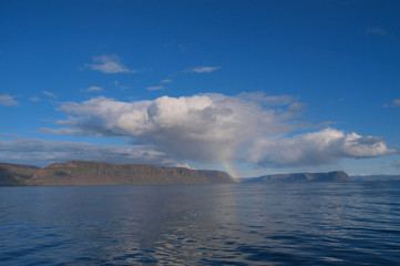 Fototapeta na wymiar Eyjafjordur Fjord, Iceland from a cruise
