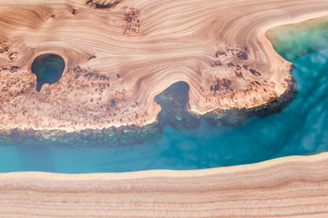 the top of the slab, wooden table made from elm