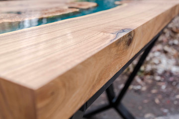 the top of the slab, wooden table made from elm